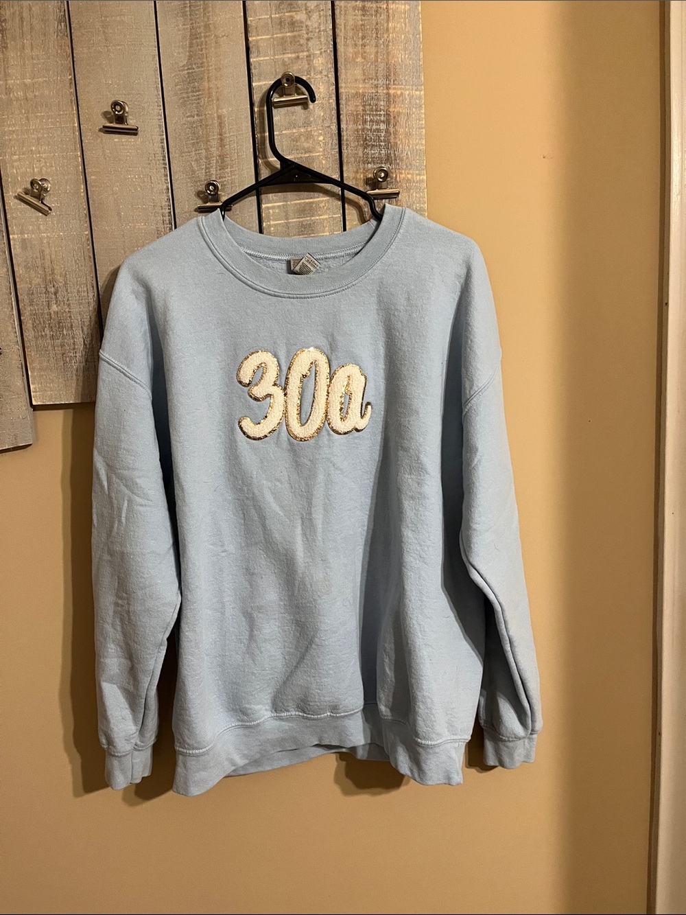 Gildan Light Blue Crewneck Sweatshirt with '30a' Patch